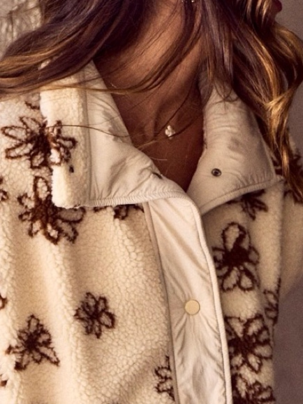 🌼 SO ME Flower Sherpa Fur Oversized Sleeveless Vest Jacket- Brown - Picture 7 of 11